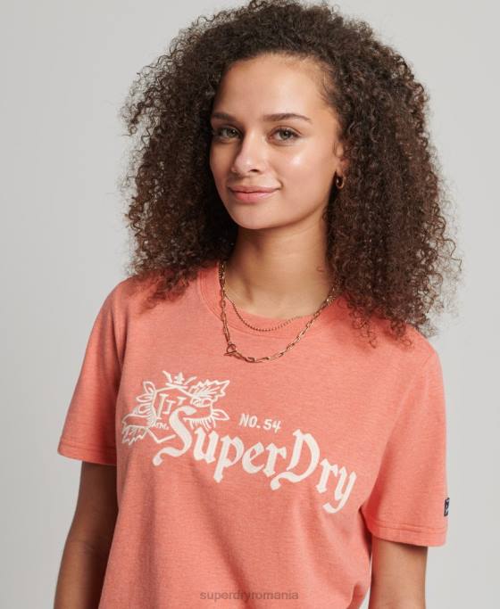 Superdry mândrie vintage în tricou artizanal îmbrăcăminte coral femei JX0Z2725