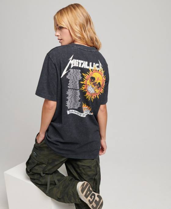 Superdry tricou bandă ediție limitată metallica îmbrăcăminte negru femei JX0Z2799