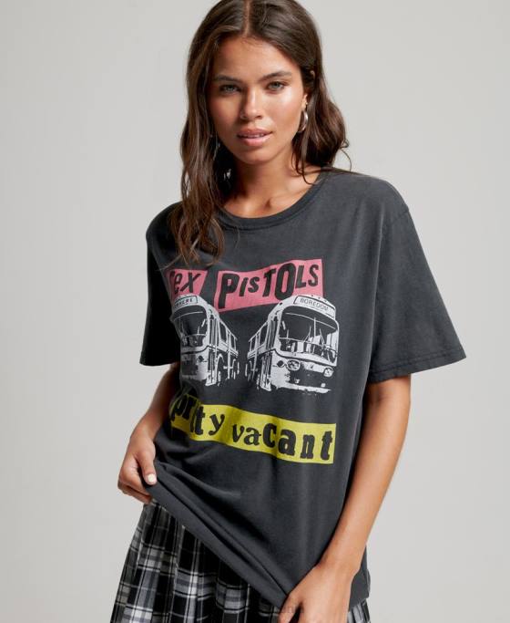 Superdry tricou bandă ediție limitată sex pistols îmbrăcăminte negru femei JX0Z2832