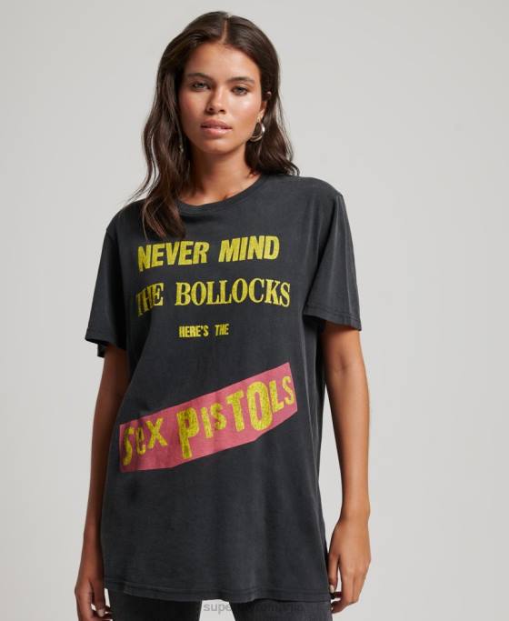 Superdry tricou bandă ediție limitată sex pistols îmbrăcăminte negru femei JX0Z2833