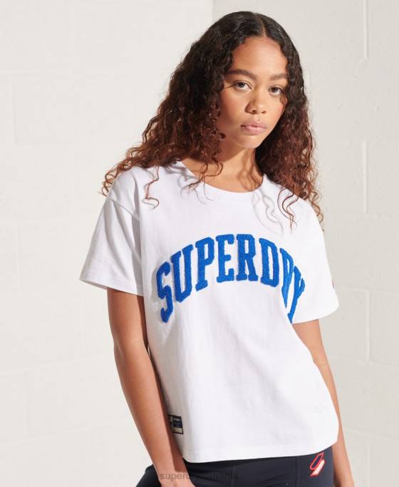Superdry tricou boxy arc varsity îmbrăcăminte alb femei JX0Z6296