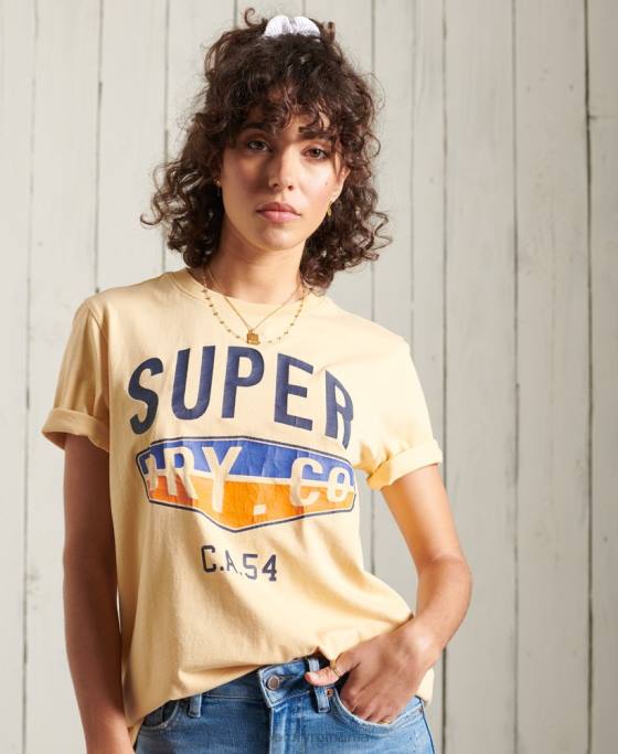 Superdry tricou clasic cali surf îmbrăcăminte galben femei JX0Z6271
