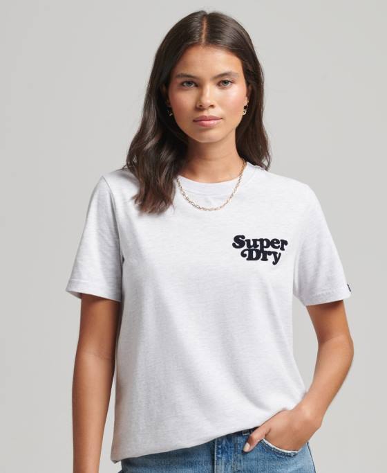 Superdry tricou clasic cu logo al anilor 70 cooper îmbrăcăminte gri deschis femei JX0Z6200