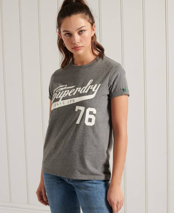 Superdry tricou colegial cali state îmbrăcăminte gri inchis femei JX0Z2806