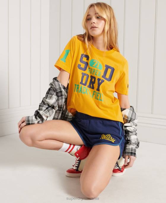 Superdry tricou colegiu atletic îmbrăcăminte aur femei JX0Z2795