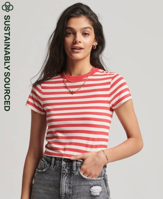 Superdry tricou crop vintage din bumbac organic îmbrăcăminte roșu femei JX0Z6235