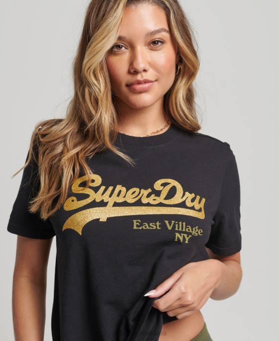 Superdry tricou cu logo grafic impodobit îmbrăcăminte negru femei JX0Z6185