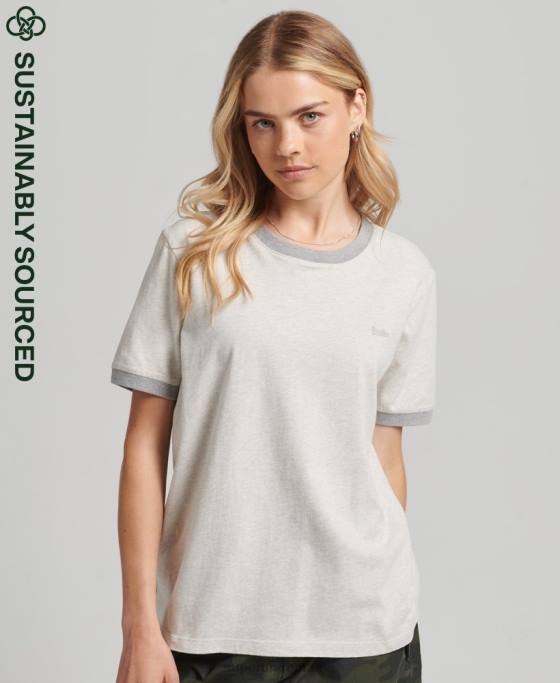 Superdry tricou cu logo vintage din bumbac organic îmbrăcăminte gri deschis femei JX0Z6196