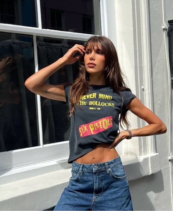 Superdry tricou cu mânecă șapcă ediție limitată sex pistols îmbrăcăminte gri inchis femei JX0Z2756