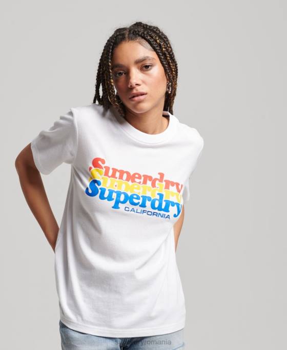 Superdry tricou cu umplutură cu scripturi de epocă îmbrăcăminte alb femei JX0Z2225