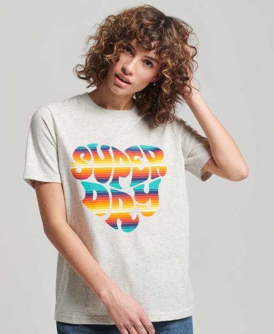 Superdry tricou cu umplutură cu scripturi de epocă îmbrăcăminte gri femei JX0Z2648
