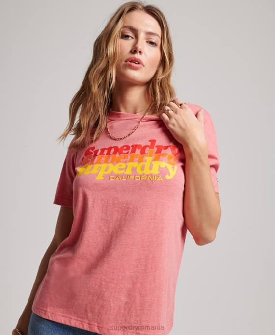 Superdry tricou cu umplutură cu scripturi de epocă îmbrăcăminte roșu femei JX0Z2672