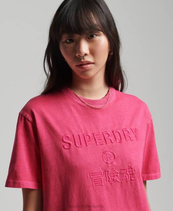 Superdry tricou cu vopsea vestimentară cu logo cod îmbrăcăminte roz femei JX0Z2772