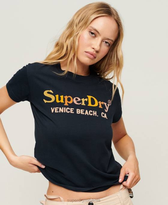 Superdry tricou curcubeu anii 90 îmbrăcăminte marina femei JX0Z2220