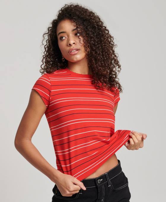 Superdry tricou decupat vintage îmbrăcăminte roșu femei JX0Z6195