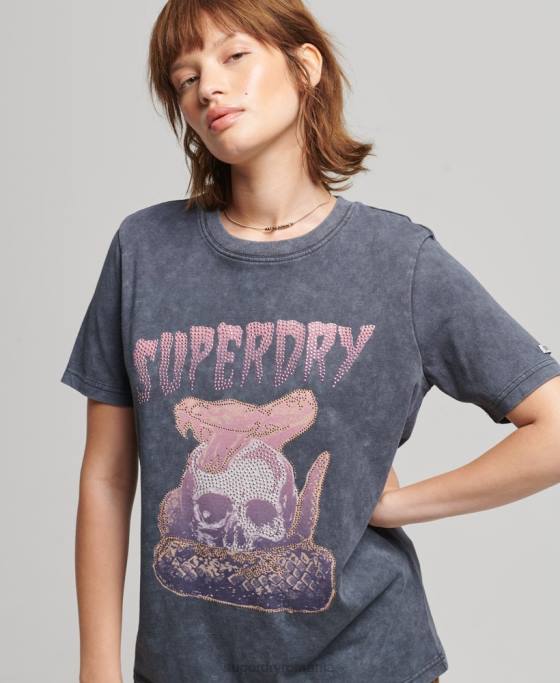 Superdry tricou din metal marca marca îmbrăcăminte negru femei JX0Z6248