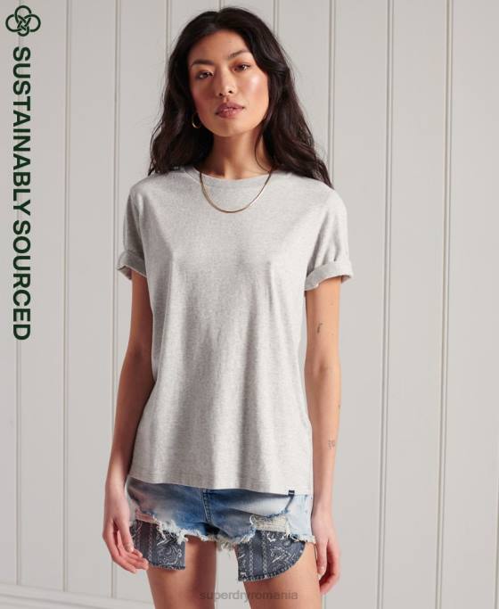 Superdry tricou esential din bumbac organic îmbrăcăminte gri deschis femei JX0Z6228