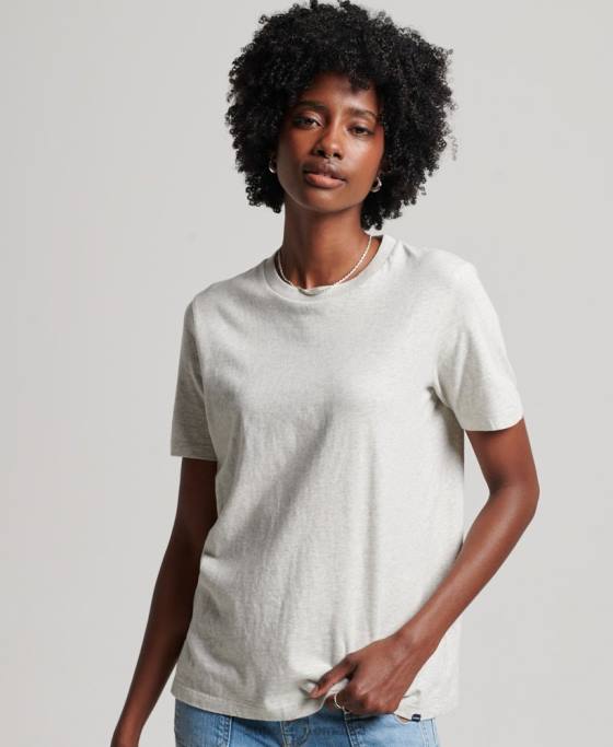 Superdry tricou esential din bumbac organic îmbrăcăminte gri deschis femei JX0Z6302