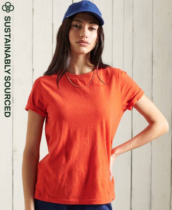 Superdry tricou esential din bumbac organic îmbrăcăminte portocale femei JX0Z6280