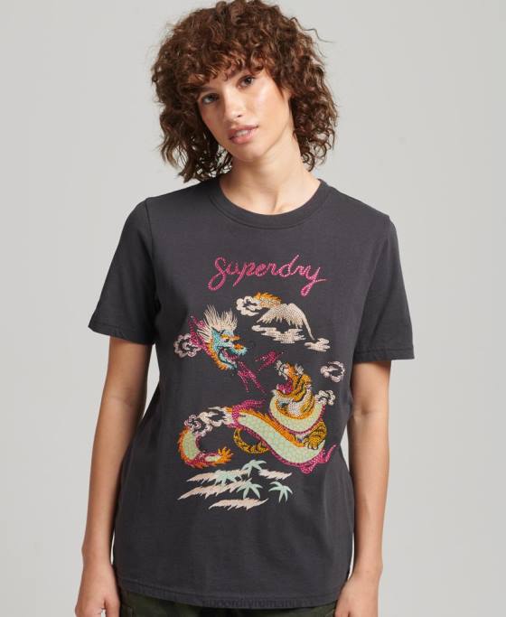 Superdry tricou grafic suika îmbrăcăminte negru femei JX0Z2644