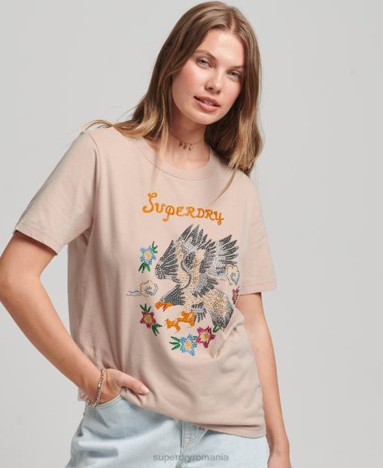 Superdry tricou grafic suika îmbrăcăminte roz femei JX0Z2624