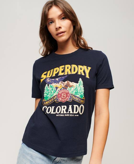 Superdry tricou grafic suvenir de călătorie îmbrăcăminte marina femei JX0Z2659
