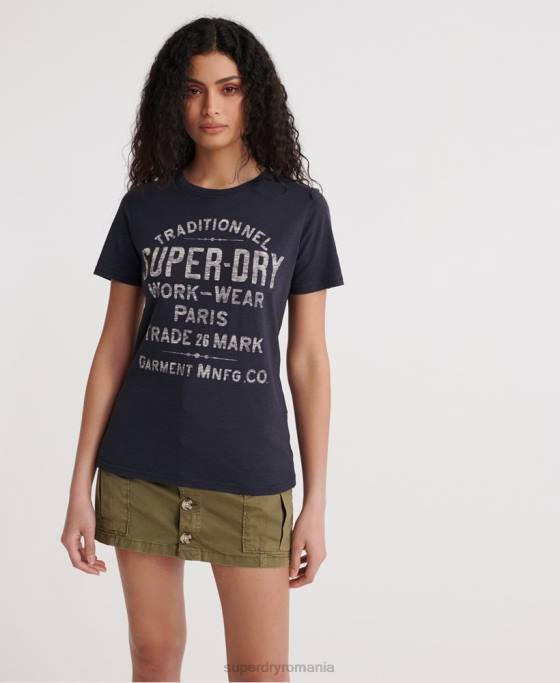 Superdry tricou haine de lucru îmbrăcăminte marina femei JX0Z2863