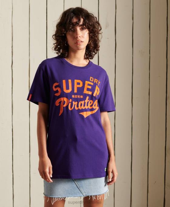 Superdry tricou larg pentru colegiu îmbrăcăminte Violet femei JX0Z6763