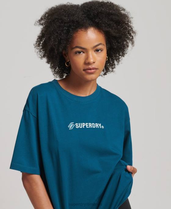 Superdry tricou largi aplicat cu logo îmbrăcăminte albastru femei JX0Z6234