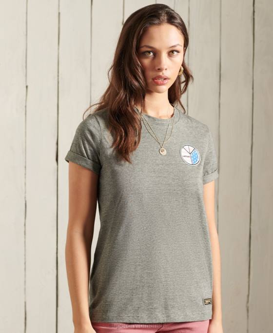 Superdry tricou narativ militar îmbrăcăminte gri inchis femei JX0Z2769