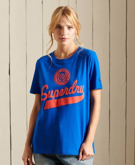 Superdry tricou pentru facultate în stil scenariu îmbrăcăminte albastru femei JX0Z2779