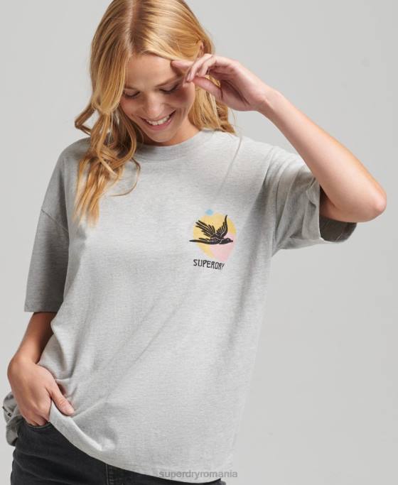 Superdry tricou popular nomade îmbrăcăminte gri femei JX0Z2838