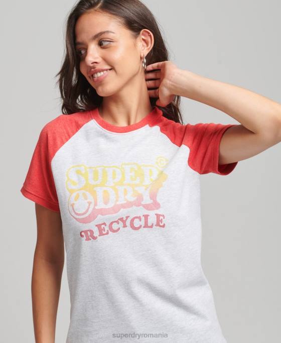 Superdry tricou raglan reciclat îmbrăcăminte gri femei JX0Z6237