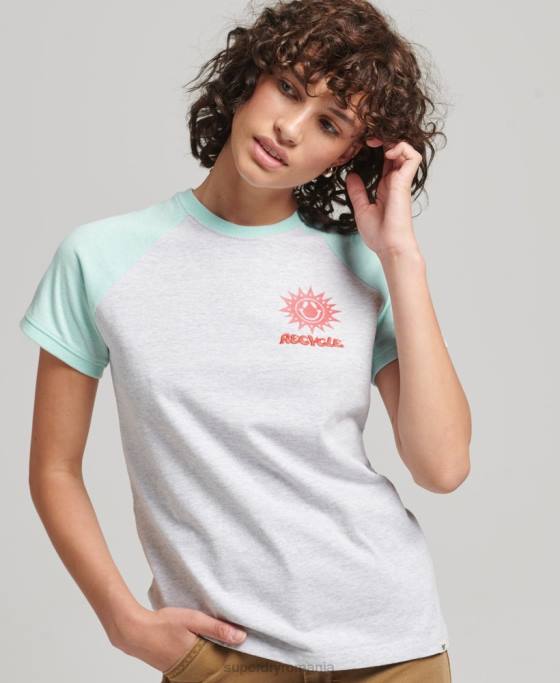 Superdry tricou raglan reciclat îmbrăcăminte gri femei JX0Z6287