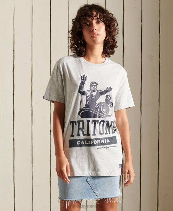 Superdry tricou slăbit pentru statul colegial îmbrăcăminte gri femei JX0Z6262