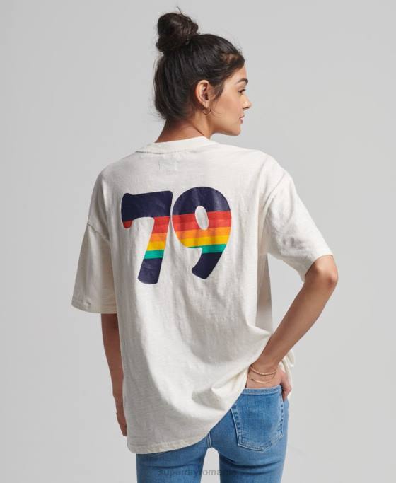 Superdry tricou vintage cali dungi îmbrăcăminte alb femei JX0Z6191