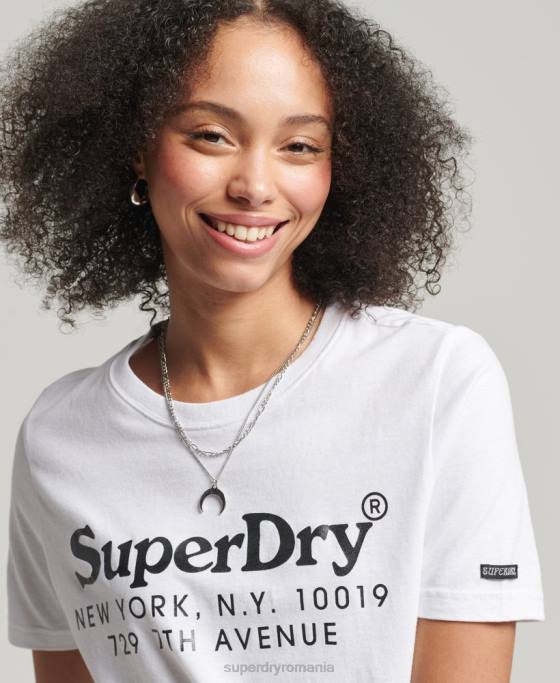 Superdry tricou vintage cu interes pentru locație îmbrăcăminte alb femei JX0Z6202