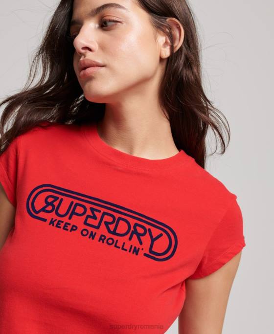 Superdry tricou vintage roll with it îmbrăcăminte roșu femei JX0Z2649