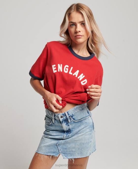 Superdry x Ringspun tricou fotbal anglia îmbrăcăminte roșu femei JX0Z2797
