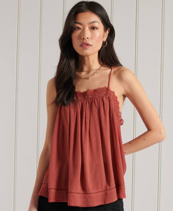 Superdry alana cami top îmbrăcăminte portocale femei JX0Z3044