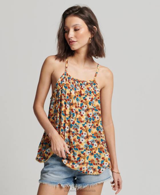 Superdry top de plajă cu halter îmbrăcăminte galben femei JX0Z2176