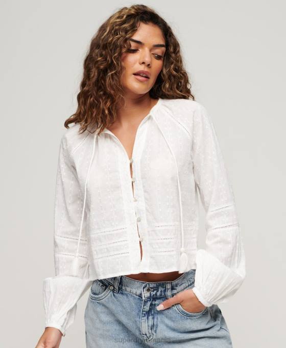 Superdry top de plajă din bumbac îmbrăcăminte alb femei JX0Z2034