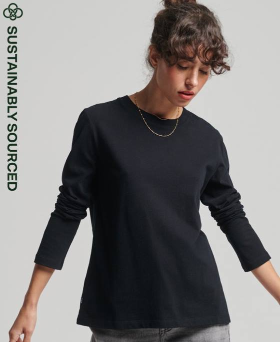 Superdry top din bumbac organic brodat cu logo vintage îmbrăcăminte negru femei JX0Z6676