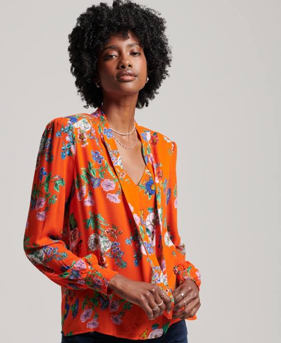 Superdry top din chiffon studios îmbrăcăminte roșu femei JX0Z3020