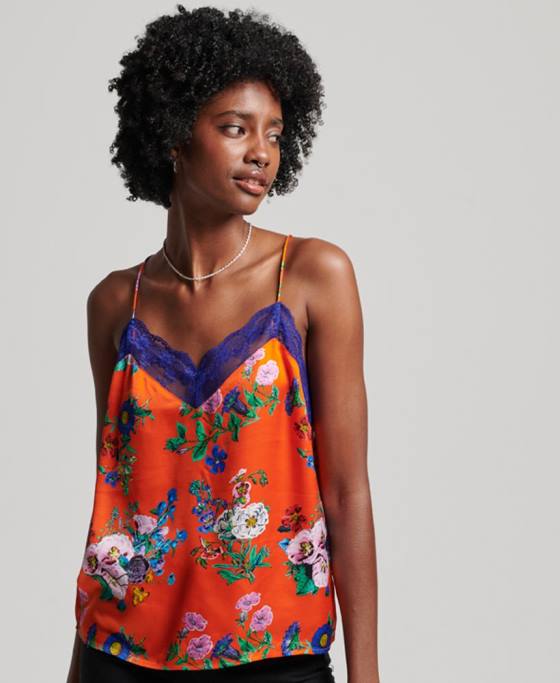 Superdry top din satin îmbrăcăminte roșu femei JX0Z2901