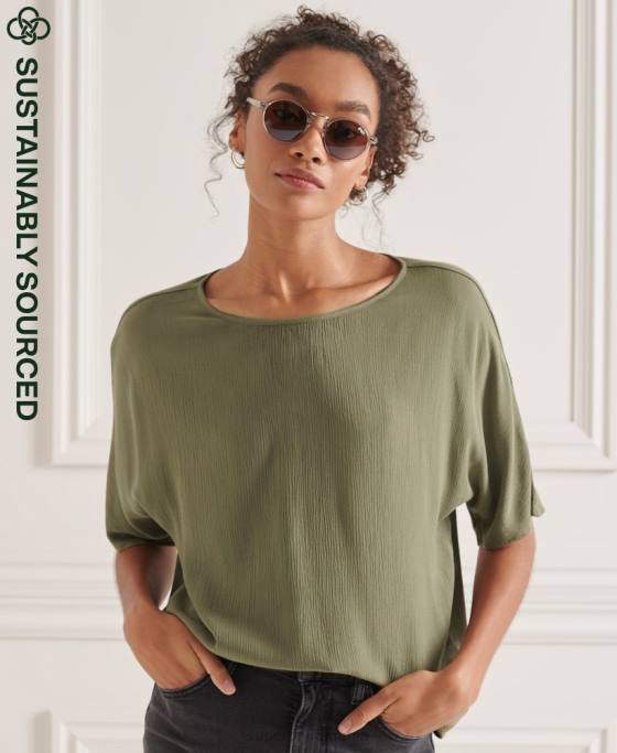 Superdry top țesut studiouri îmbrăcăminte verde femei JX0Z3068