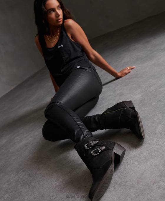 Superdry cizme de călugăr rodeo pantofi negru femei JX0Z4427