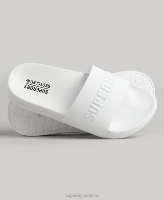 Superdry glisoare de piscină cu logo cod pantofi alb femei JX0Z4379