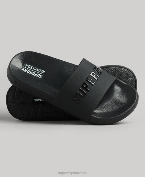 Superdry glisoare de piscină cu logo cod pantofi negru femei JX0Z4372
