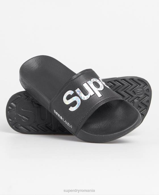 Superdry glisoare holografice pentru piscina de umplere pantofi negru femei JX0Z6780